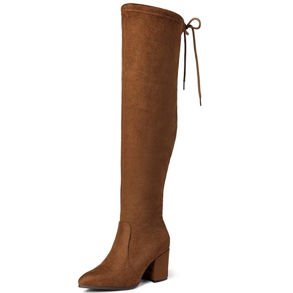 Shoes - Thigh High Boots Over The Knee Stretch Block Heel